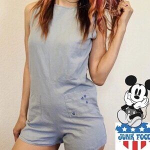 Disney Junk Food Chambray Romper – Women’s Medium | Mickey Embroidery, Tie-Back